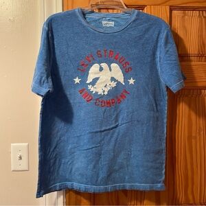 Levi's Blue Tee with Red and White Eagle Graphic
